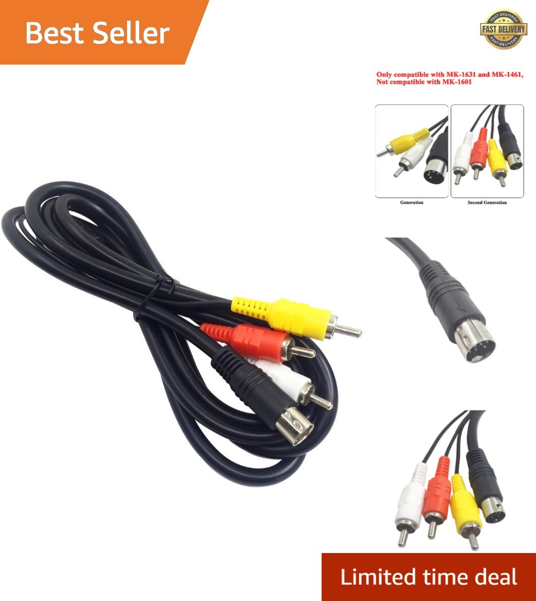 High-Quality 6ft Male-to-Male RCA Cable for Sega Genesis 2 & 3 Compatibility
