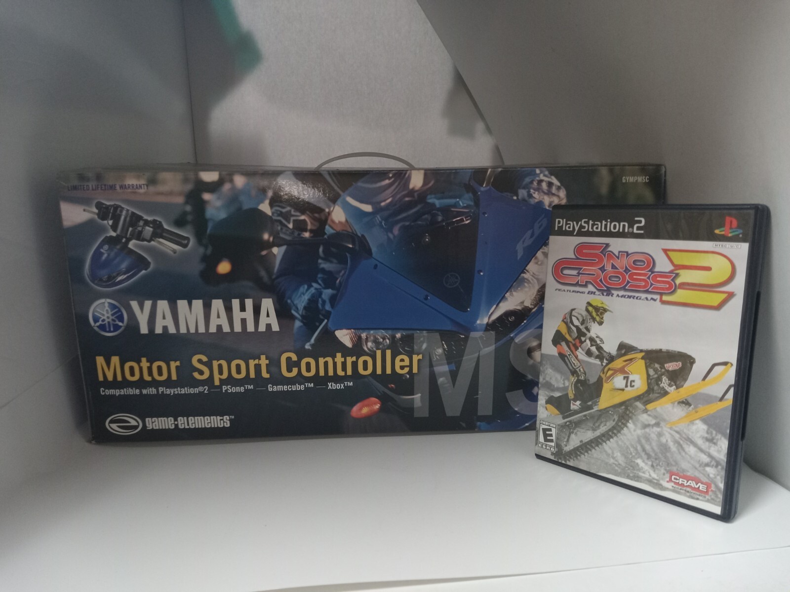 SNO CROSS 2 GAME + NEW YAMAHA SNOW MOBILE CONTROLLER FOR PS2 PLAYSTATION 2 #V43