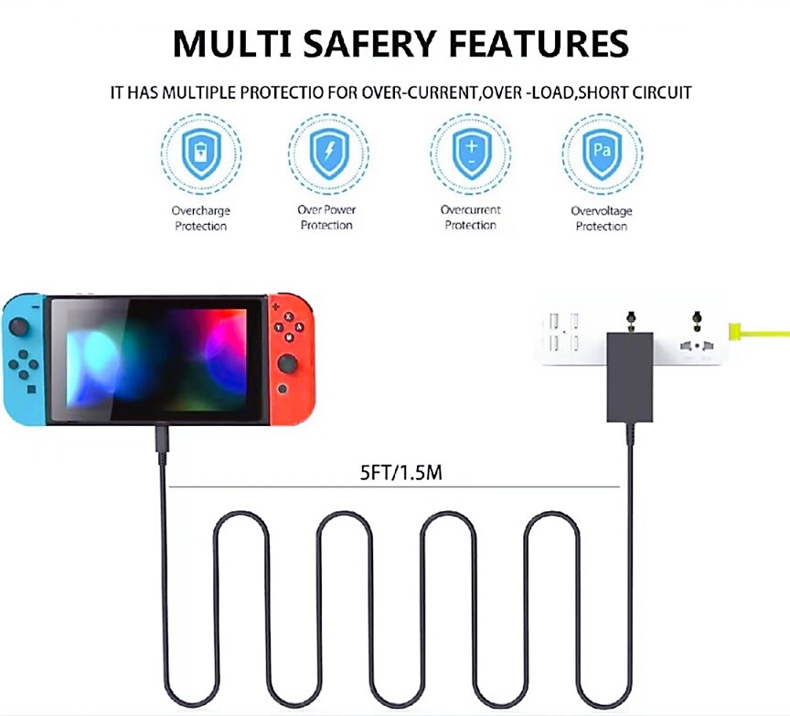 Genuine Nintendo Switch/Lite AC Power Supply Adapter US/CA EU UK plug charger