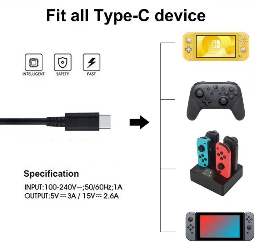 Genuine Nintendo Switch/Lite AC Power Supply Adapter US/CA EU UK plug charger