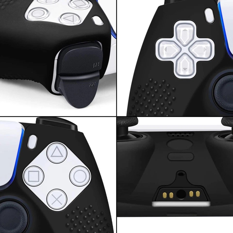 Silicone Protective Cover Skin Case for PS5 Controller with 10 Thumb Grip Caps