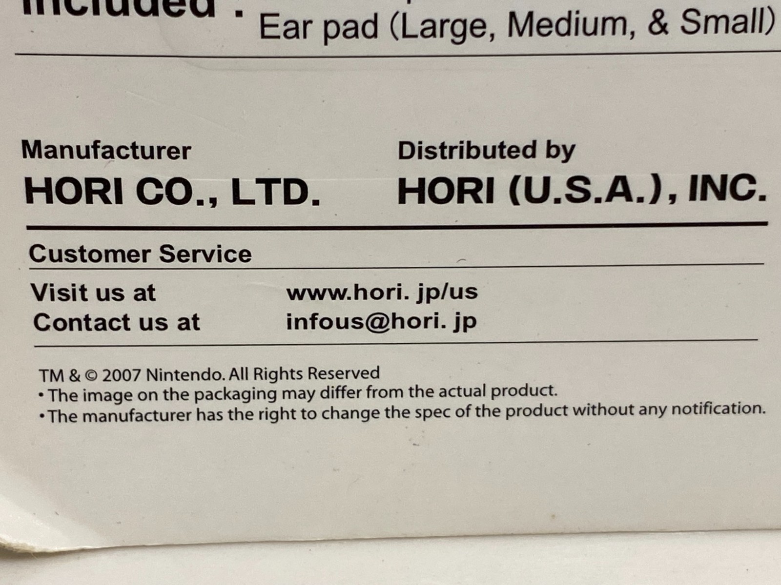 Nintendo DS Lite Official DS Lite Inner Earphone Hori White UHDL-109 New In Box