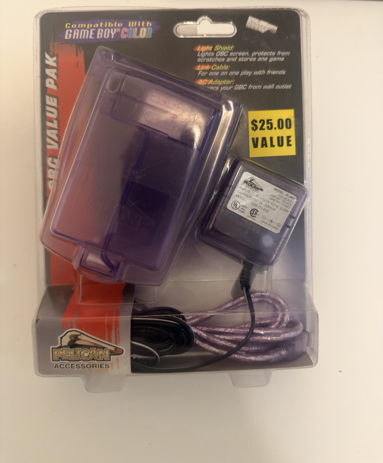 Pelican GBC Value Pak Game Boy Color Accessories Clear Purple Light Link AC New