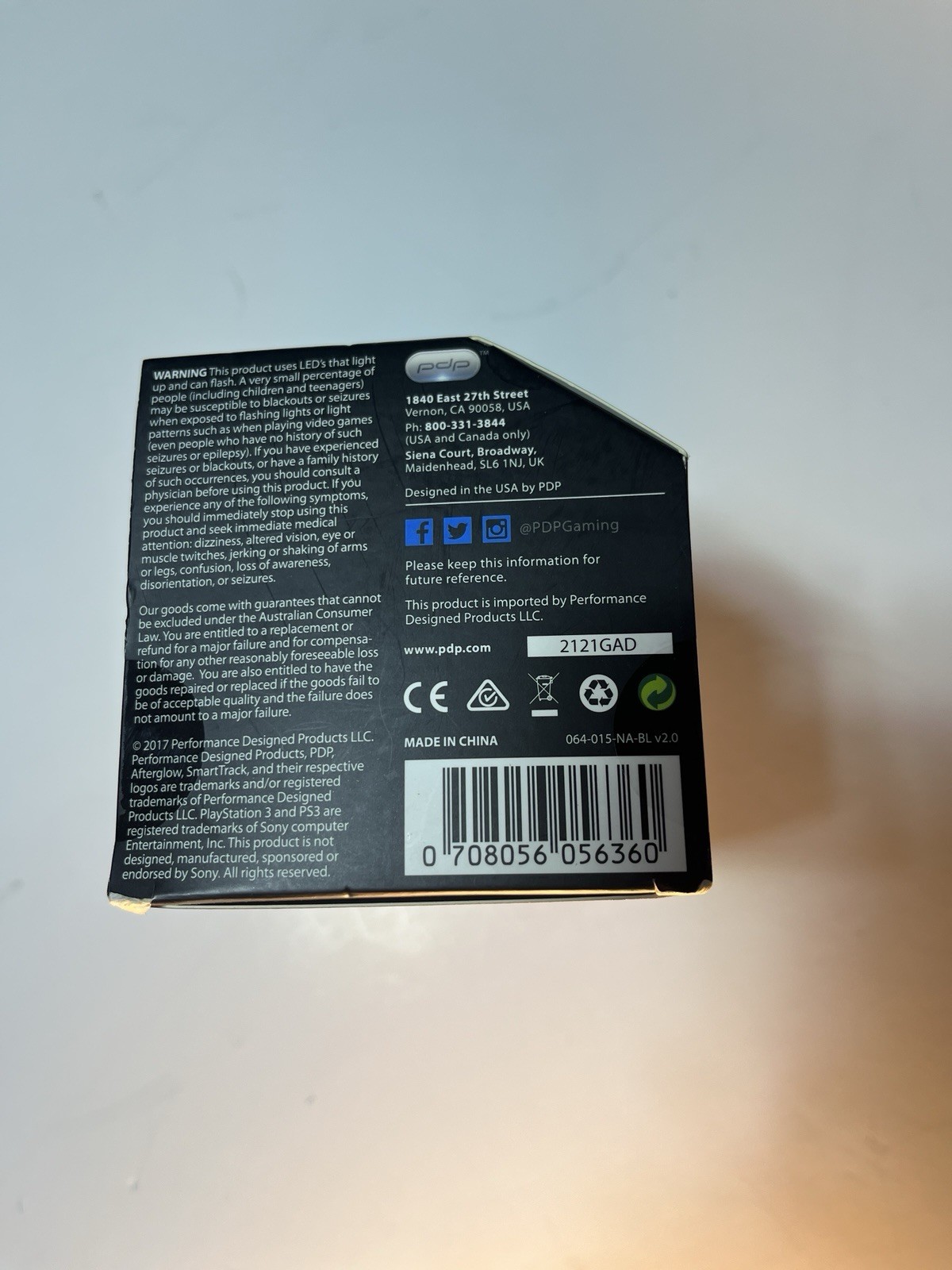 PDP Afterglow Wireless Controller for PS3 & PC Clear/Black SmartTrack LED