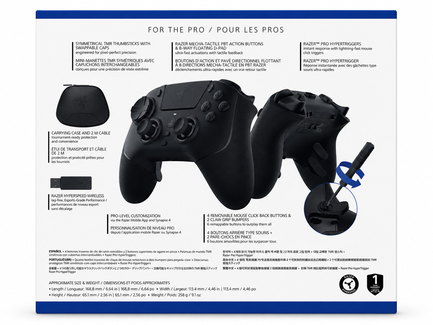 Razer Raiju V3 Pro Wireless Controller Licensed for PlayStation, PS5, PC – Black