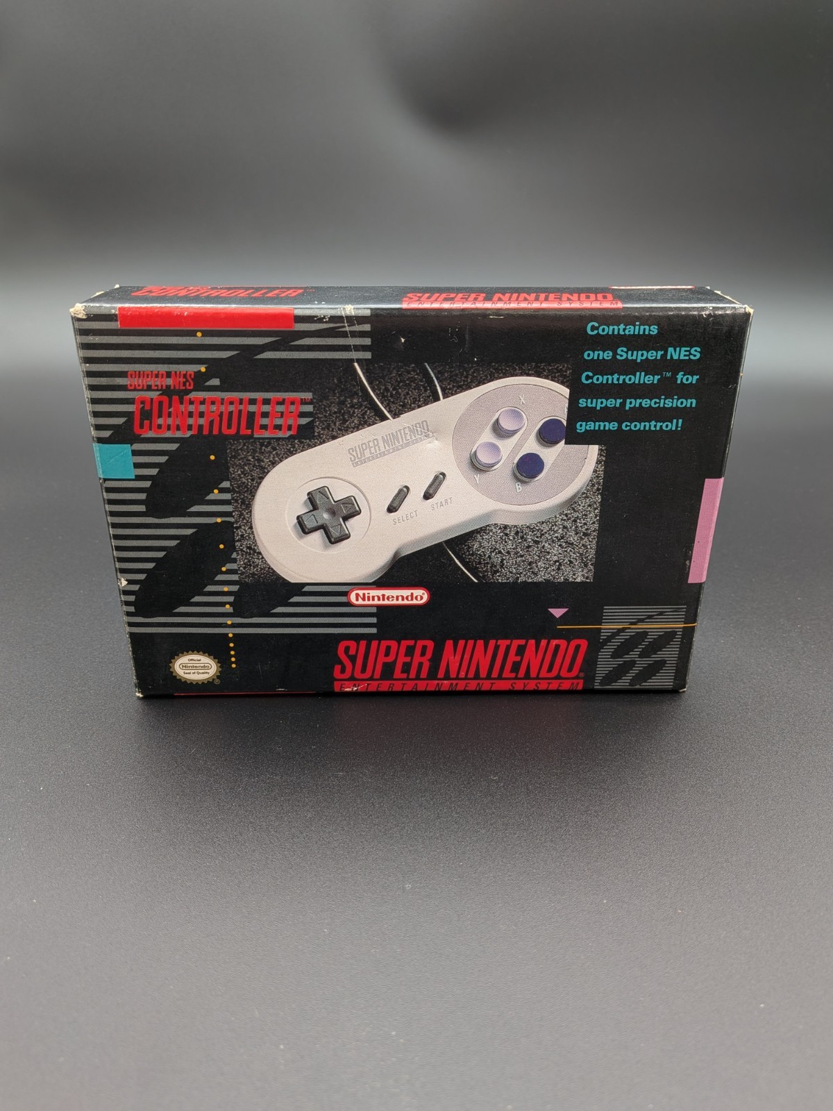 Super Nintendo SNS-005 SNES Controller In Original Box w/sealed Manual/poster
