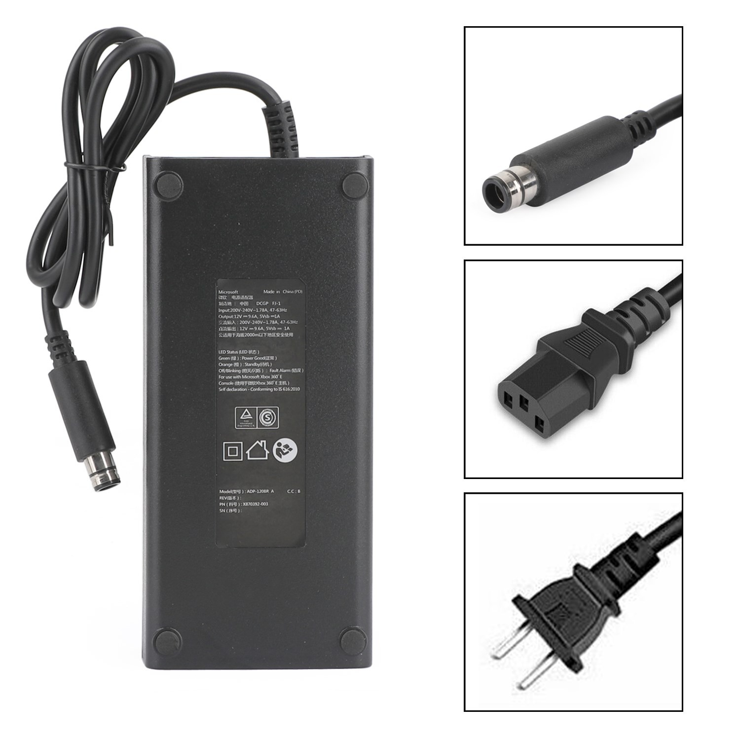 Power Supply AC Adapter 115W Power Cord Cable Fit for Xbox 360 E US Plug US UE