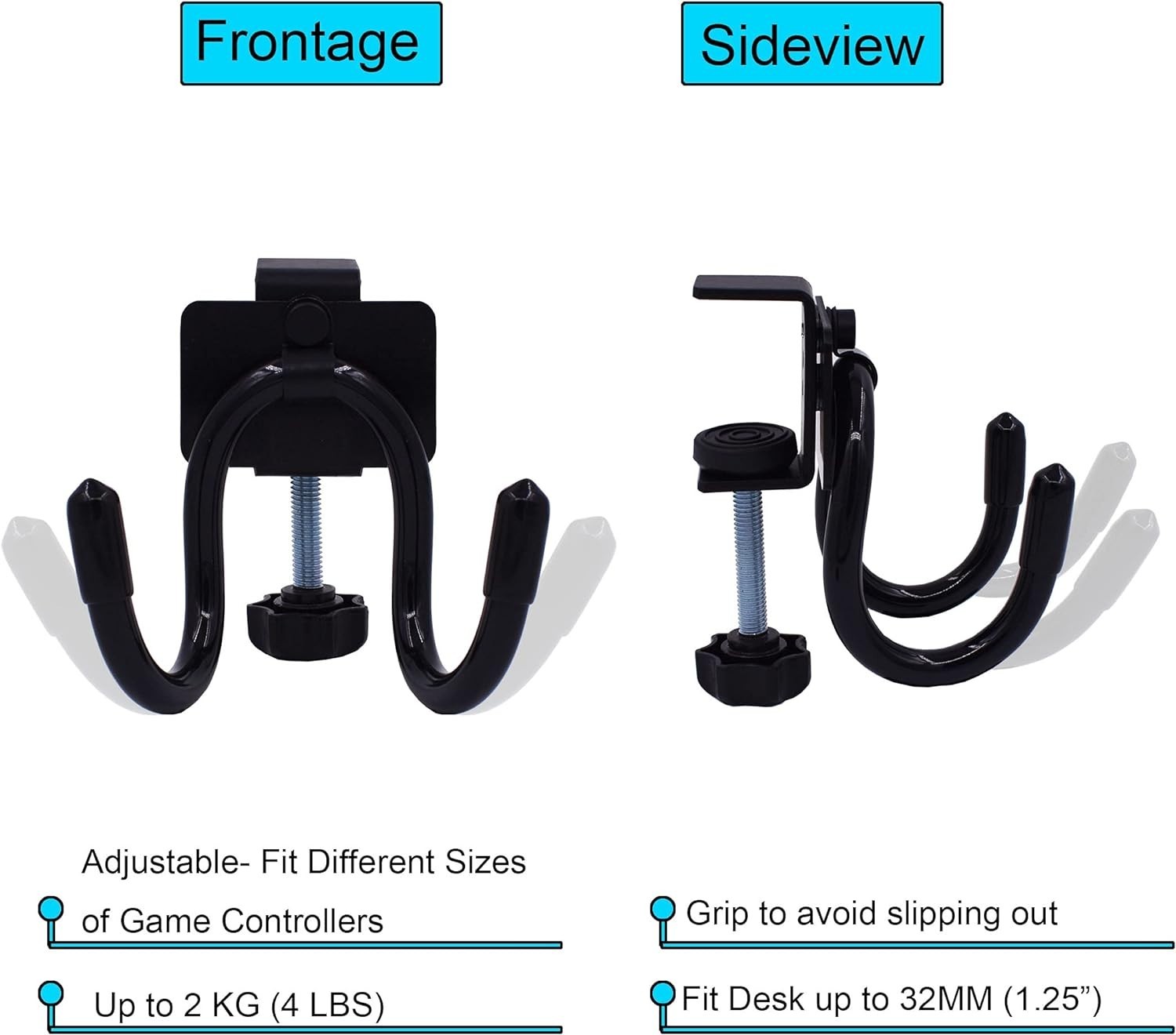 Desk Mount Game Controller Holder for Xbox and PS Controllers, Adjustable Rack