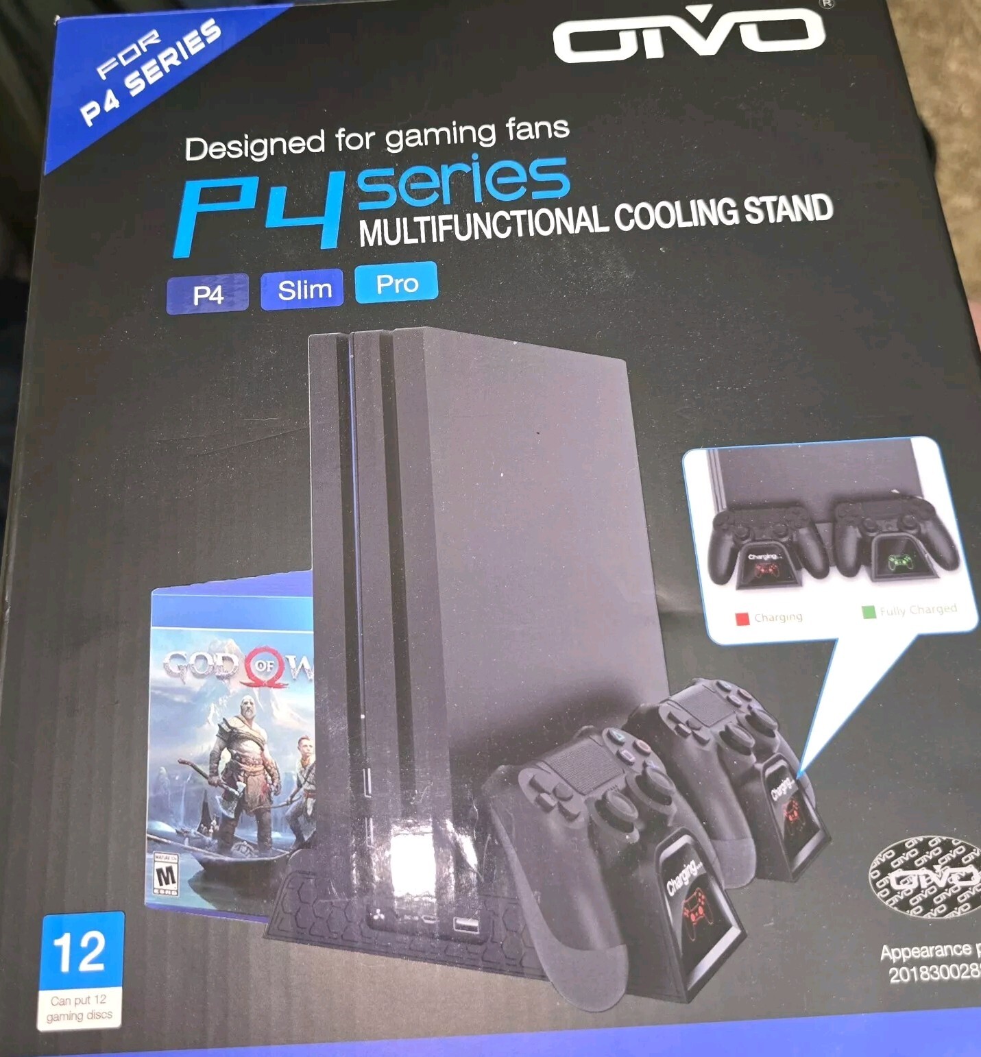 OIVO PS4 Stand with PS4 Cooling Fan Cooler for PlayStation 4/PS4 Slim/PS4 Pro, P