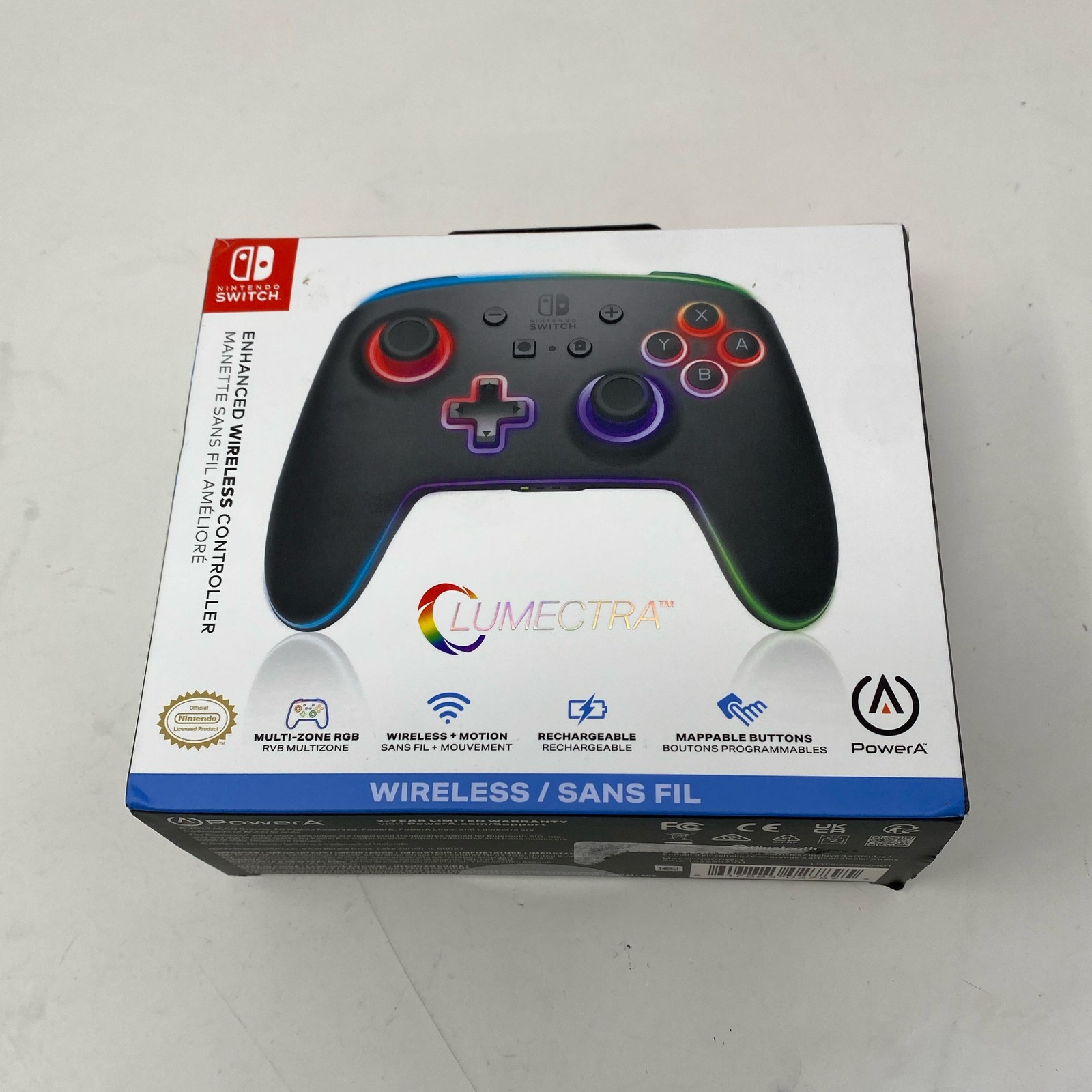PowerA Enhanced Wireless Controller Switch Black Lumectra RGB