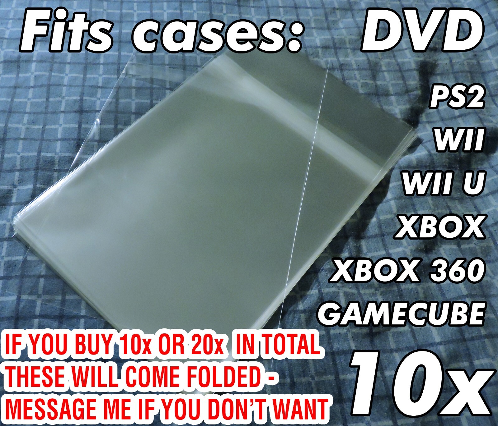 10x Resealable Sleeves Gamecube PS2 Xbox 360 Wii Game Case Protective Sleeve OPP