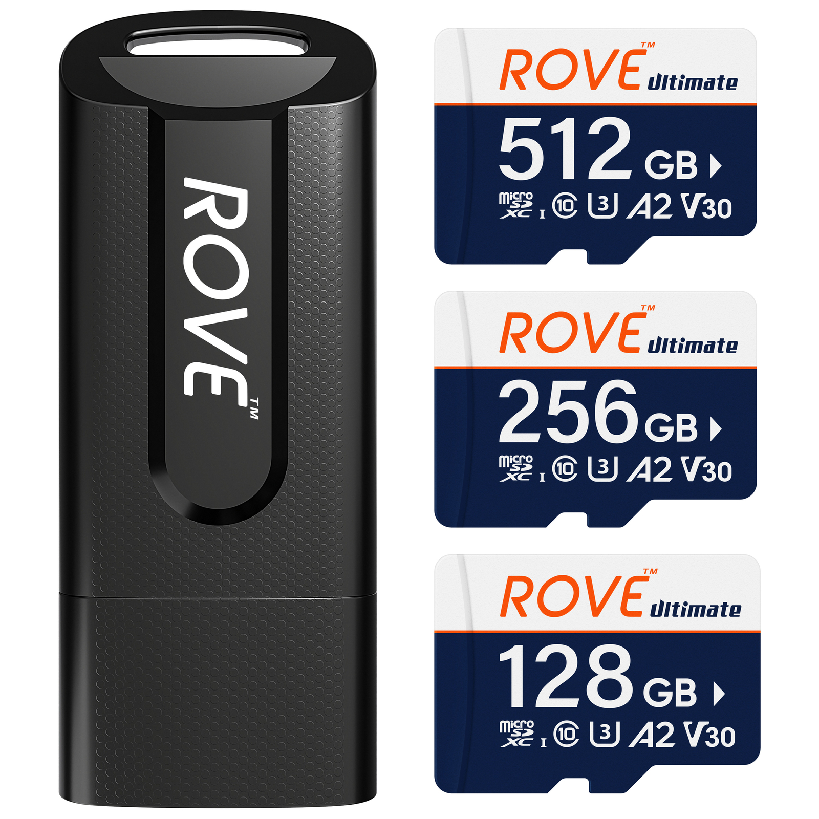 ROVE Micro SD Card for Dash Cam Memory Card 128, 256, 512 GB, with USB-C Reader