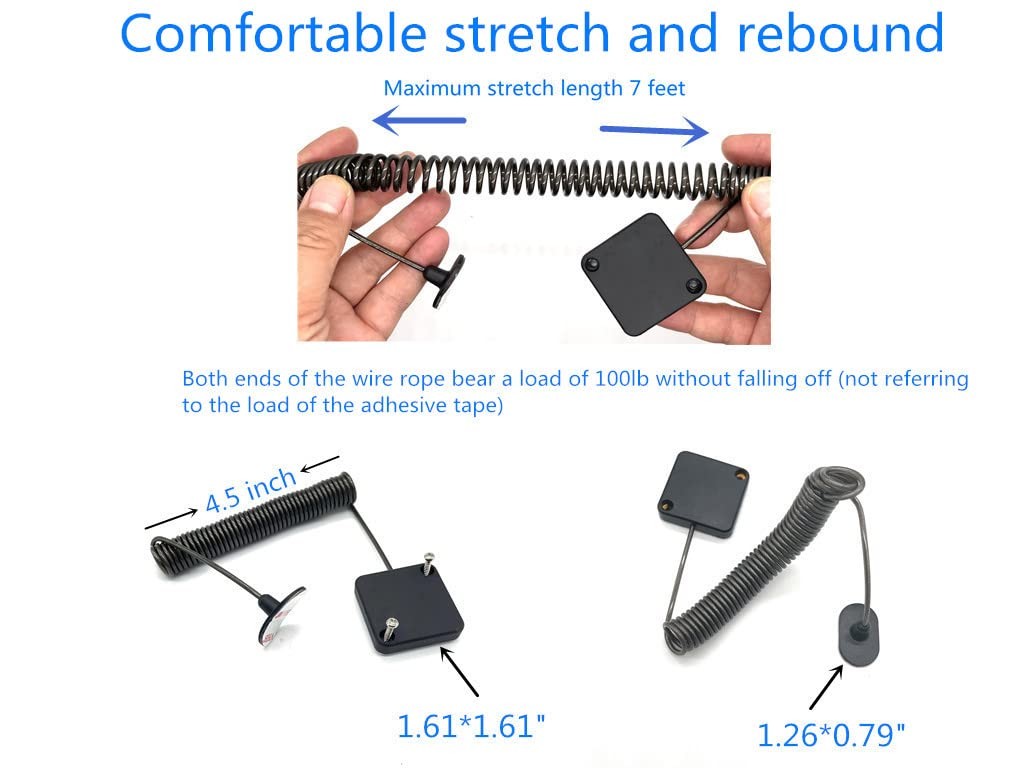 7ft Retractable Cable Lock with Double Sided Adhesive for Gaming Controller, …