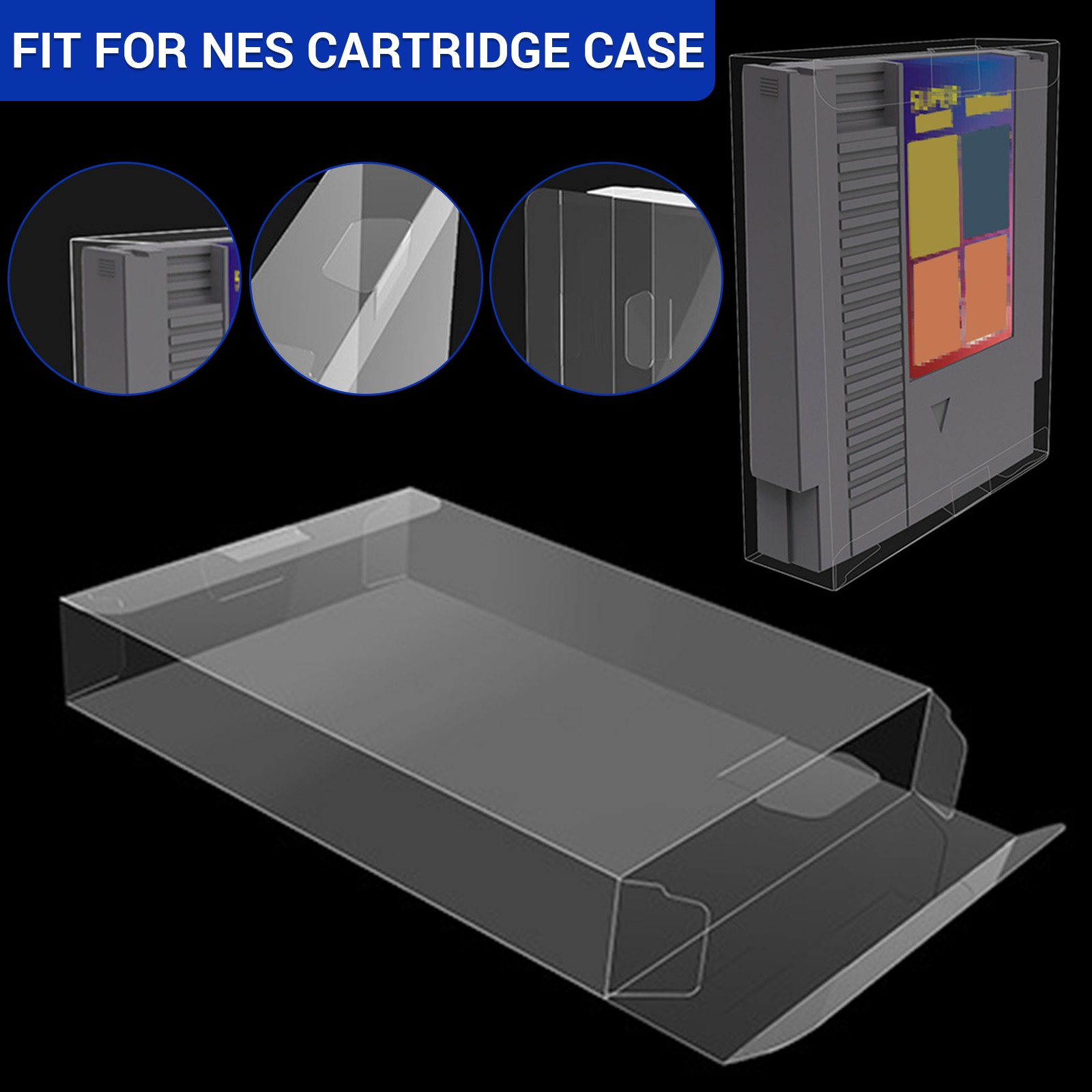 For Nintendo NES Game Cartridge – Clear Protective Box Protector Sleeve Case USA