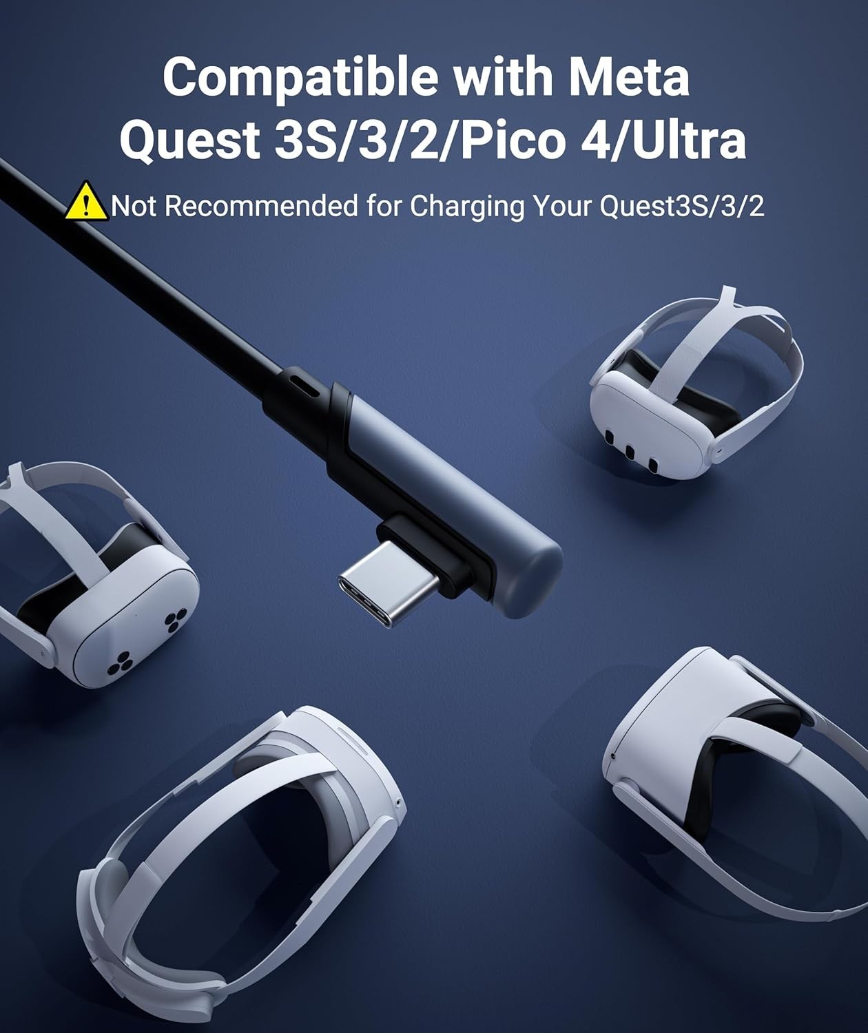Comfortable 16 FT USB 3.0 VR Link Cable with L-Shaped Connector for Oculus/Meta