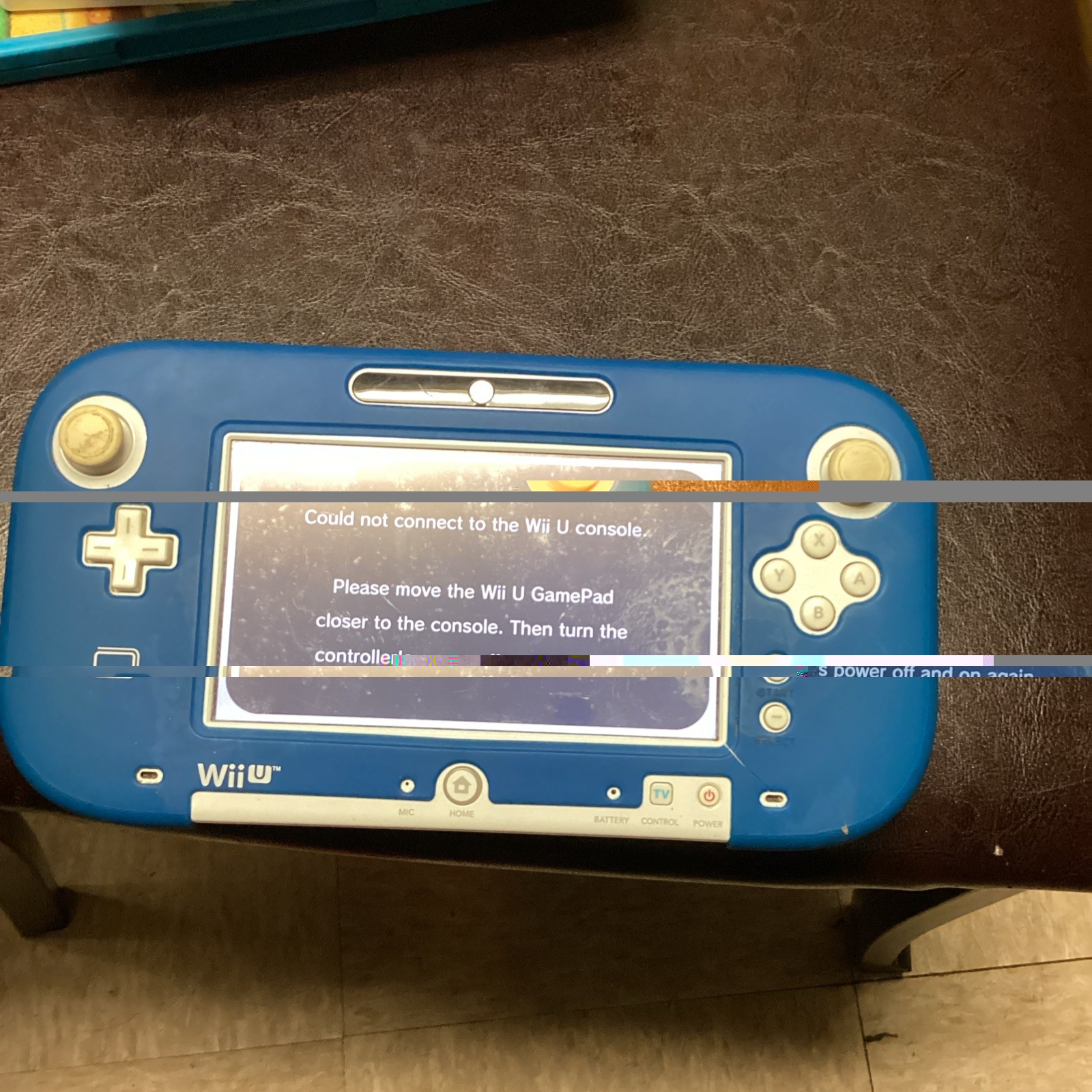 Nintendo Wii U GamePad Wireless Touch Screen Controller Blue/White w/ Adapter