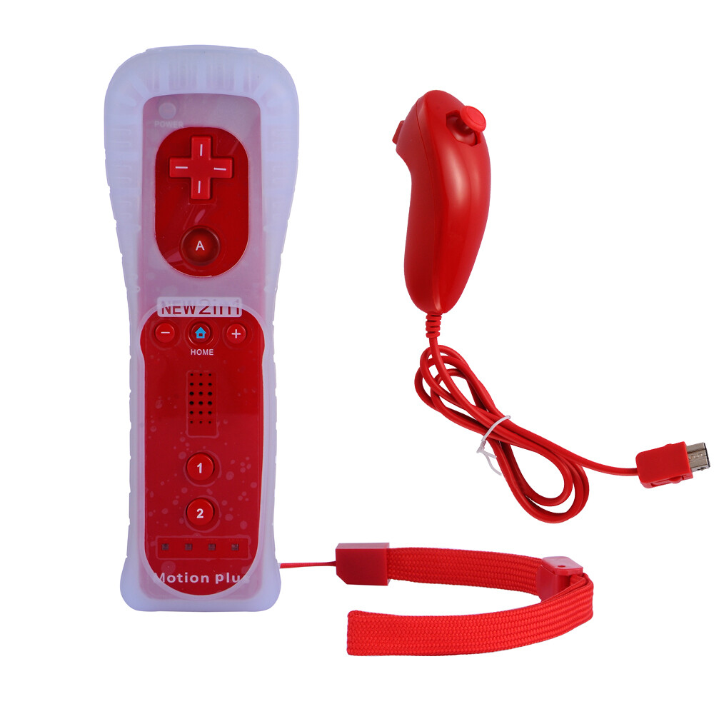 2in1 Built in Motion Plus Remote Controller Nunchuck Set For Nintendo Wii&Wii U