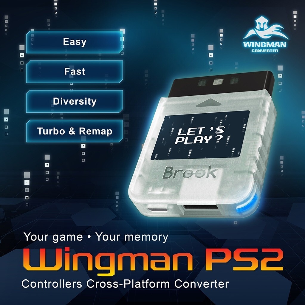 Brook Wingman PS2 Converter Wireless Version PS4/3 to PS2/1 Transparent White