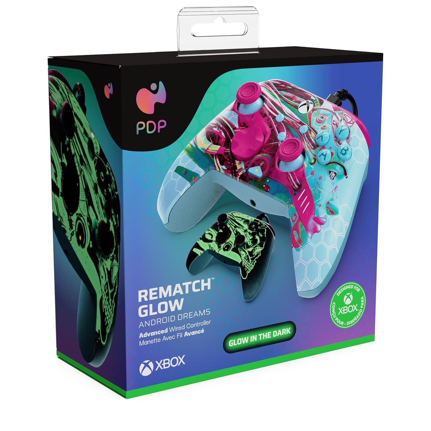PDP Xbox Wired Controller Rematch Glow Android Dreams Glow in Dark NEW