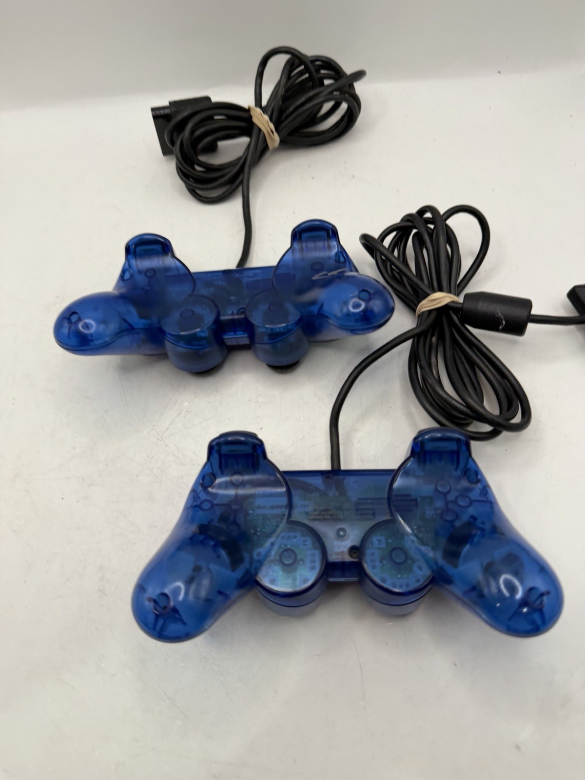 Sony PlayStation 2 PS2 Blue Clear Controllers Lot Of 2 DualShock OEM Untested