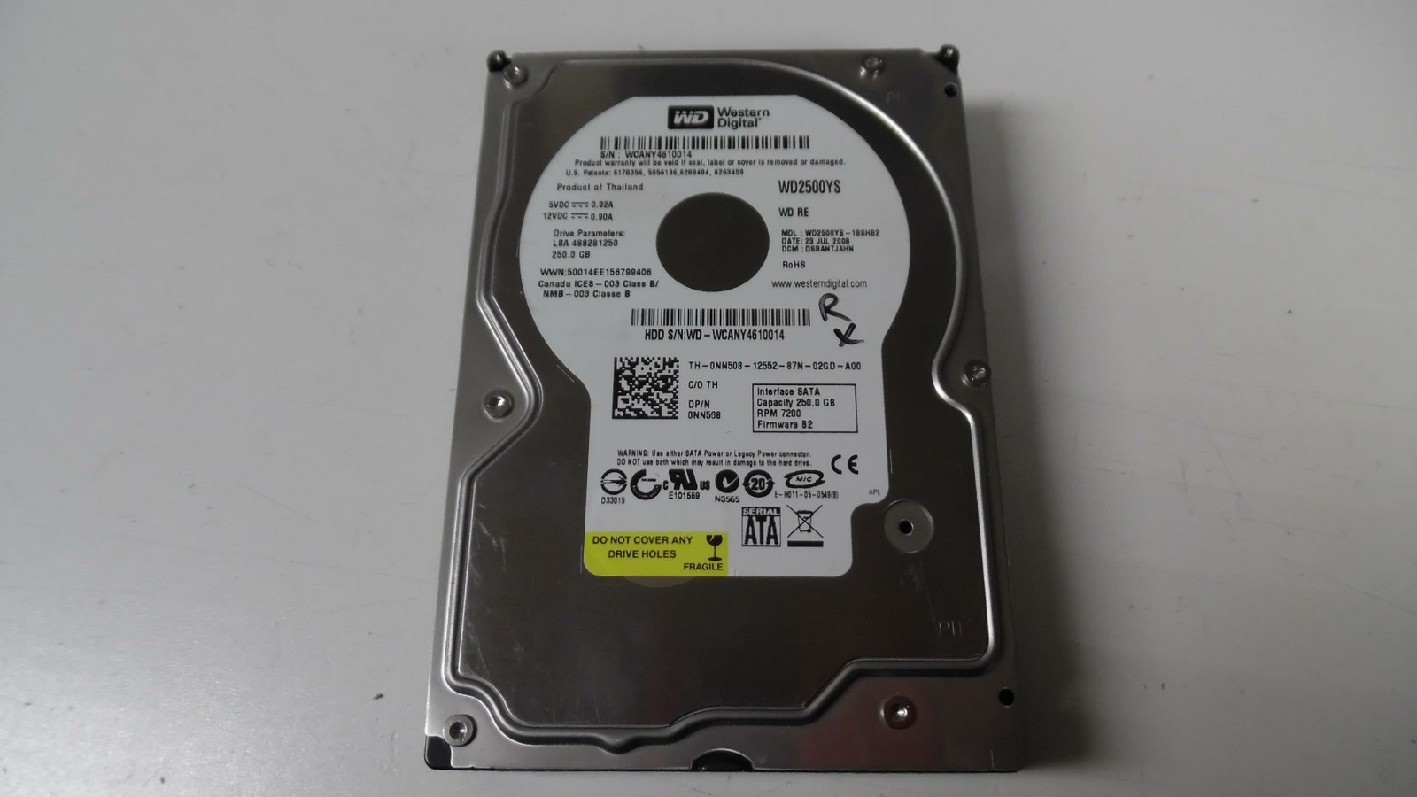 Genuine Western Digital 3.5″ 250GB 7200RPM HDD – WD2500YS 0NN508 – Tested
