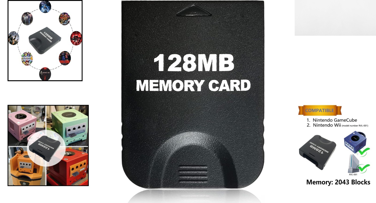 128MB GameCube/Wii Memory Card – Plug-and-Play, Shock-Resistant Design