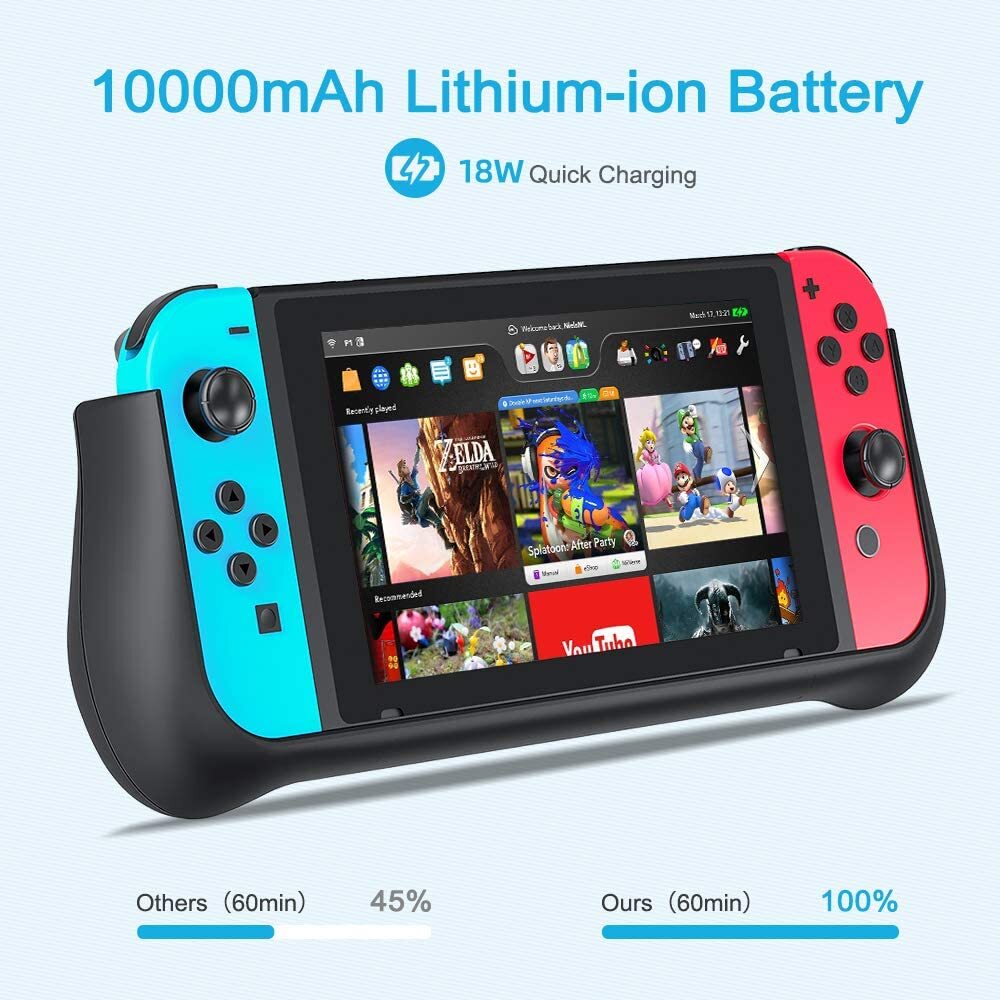10000mAh Battery Pack for Nintendo Switch&OLED Extended Battery Charger Case