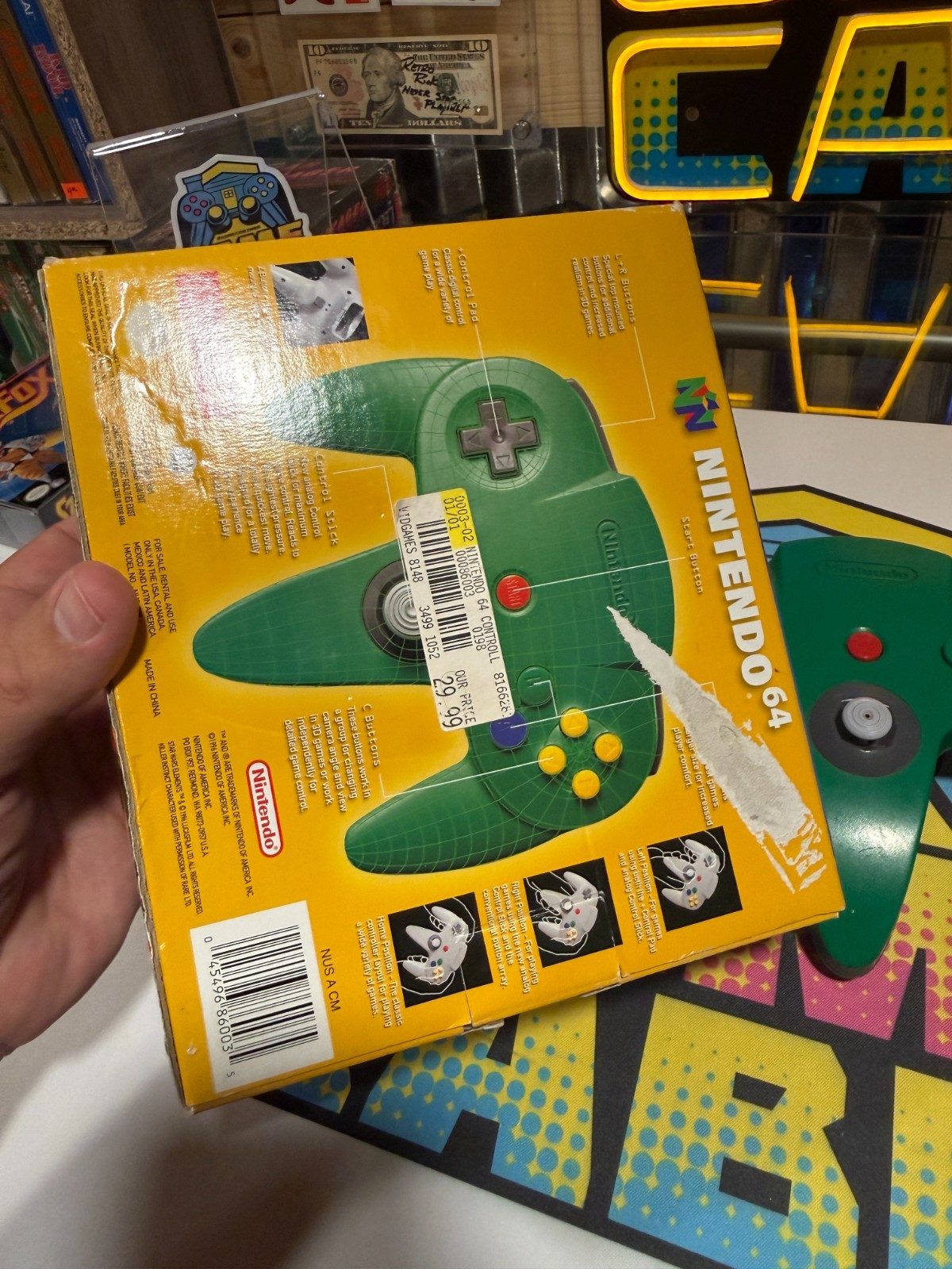 Nintendo N64 Solid Green Controller in Original Box