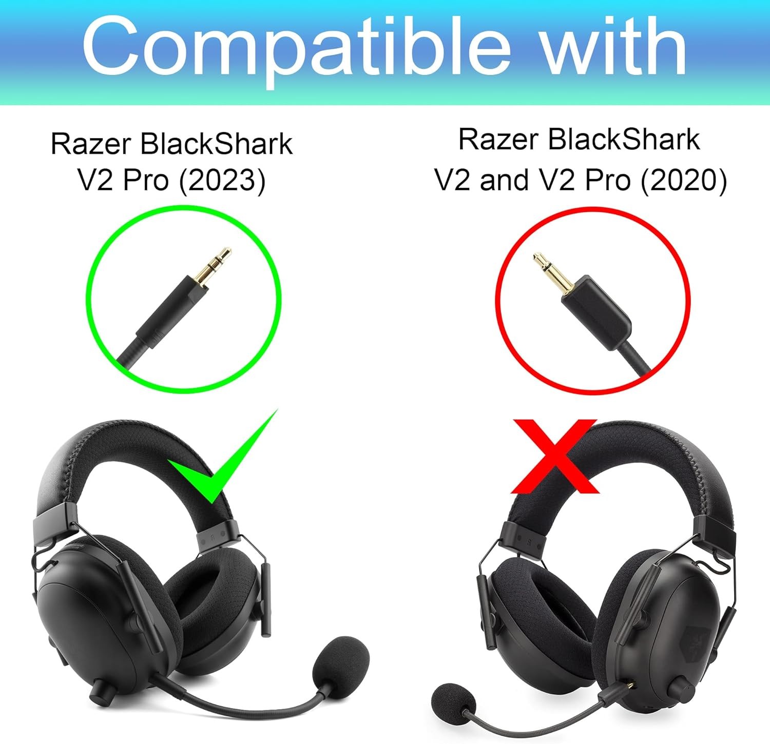 LEFXMOPHY Mic Replacement for New Razer BlackShark Black 2023 Edition 1-Pack