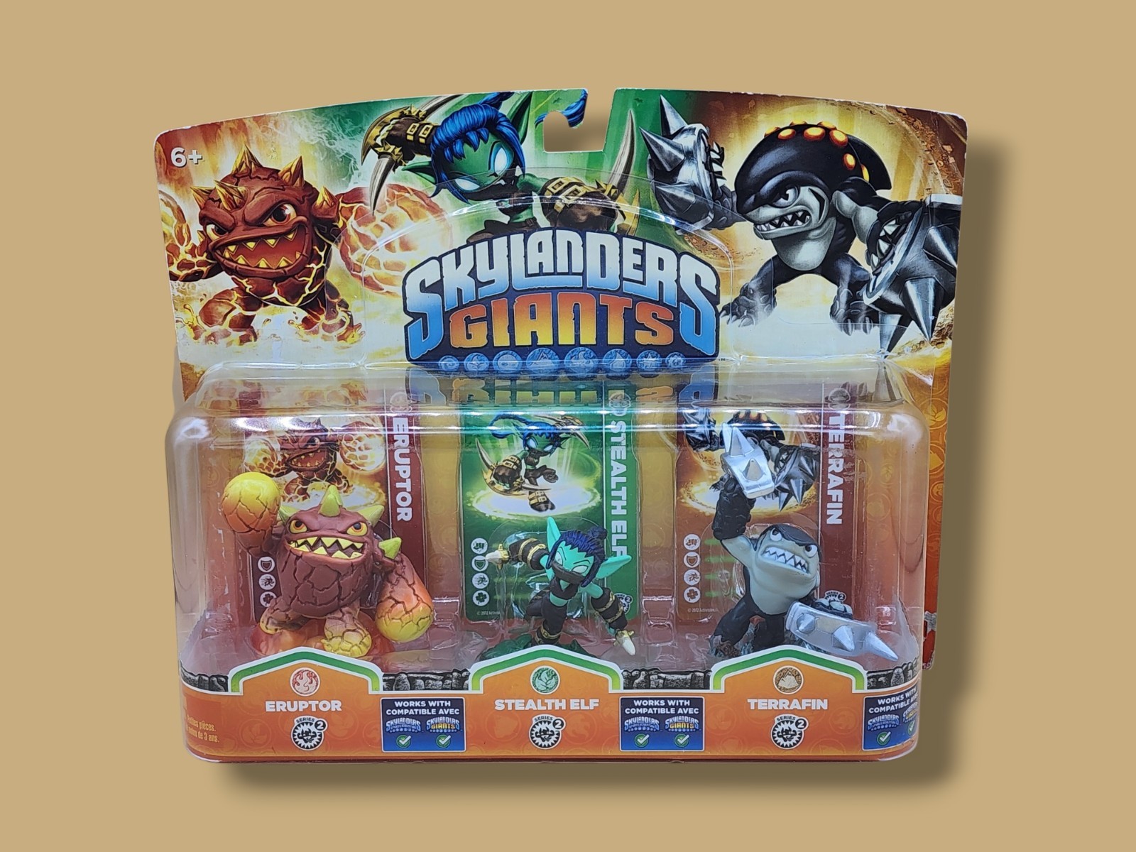 2012 Activision Skylanders Giants S2 Triple Pack Eruptor Stealth Elf Terrafin
