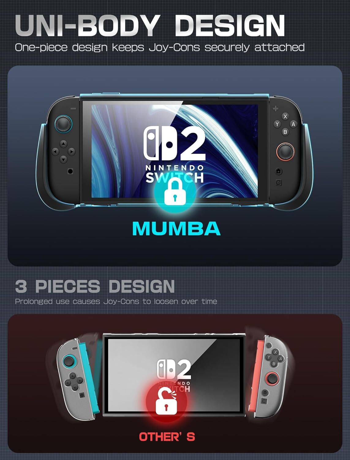 Mumba Dockable for Nintendo Switch 2 Case with Flip Stand Quick-Release JoyCon