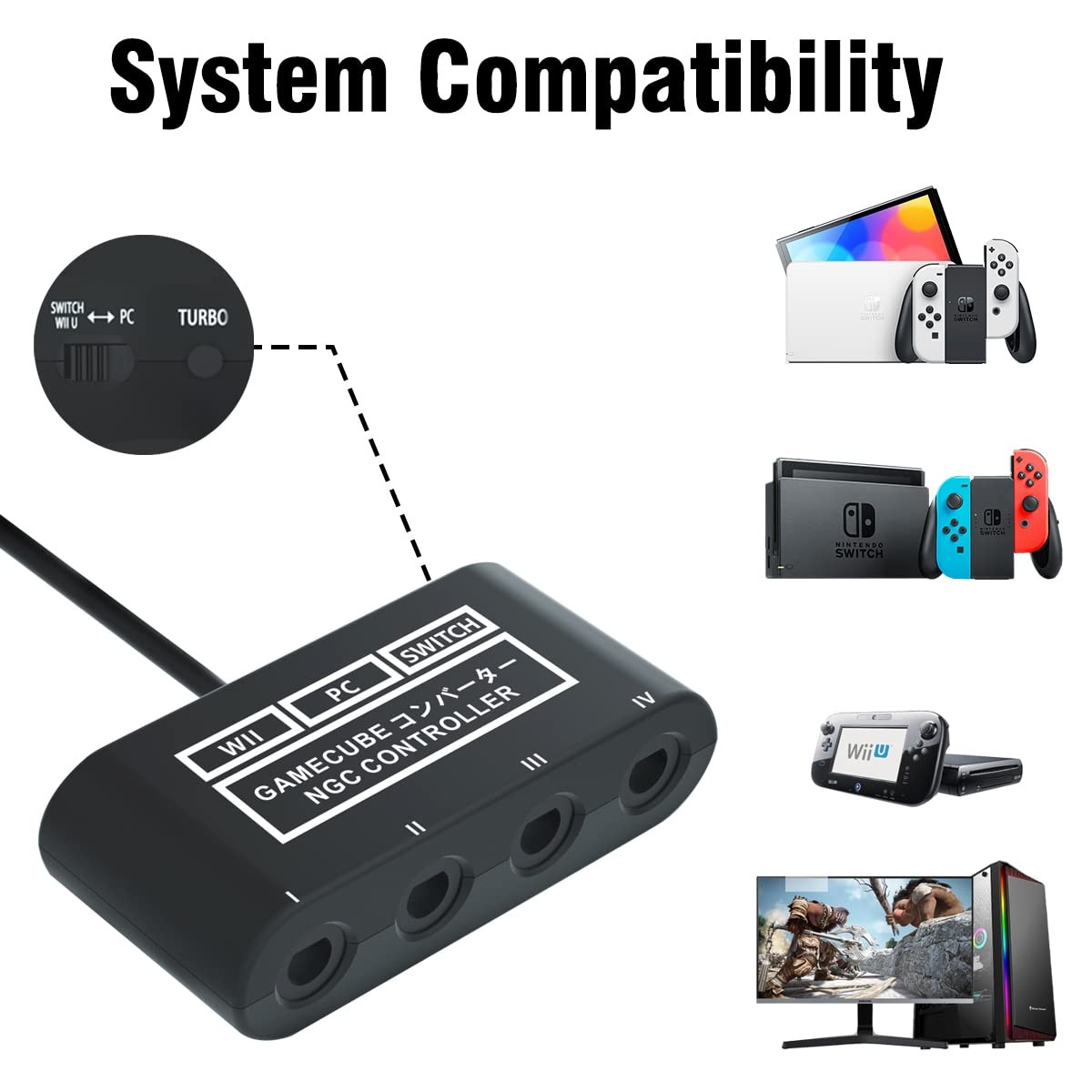 Gamecube Controller Adapter for Switch /OLED /Switch 2, Gamecube Adapter Comp…
