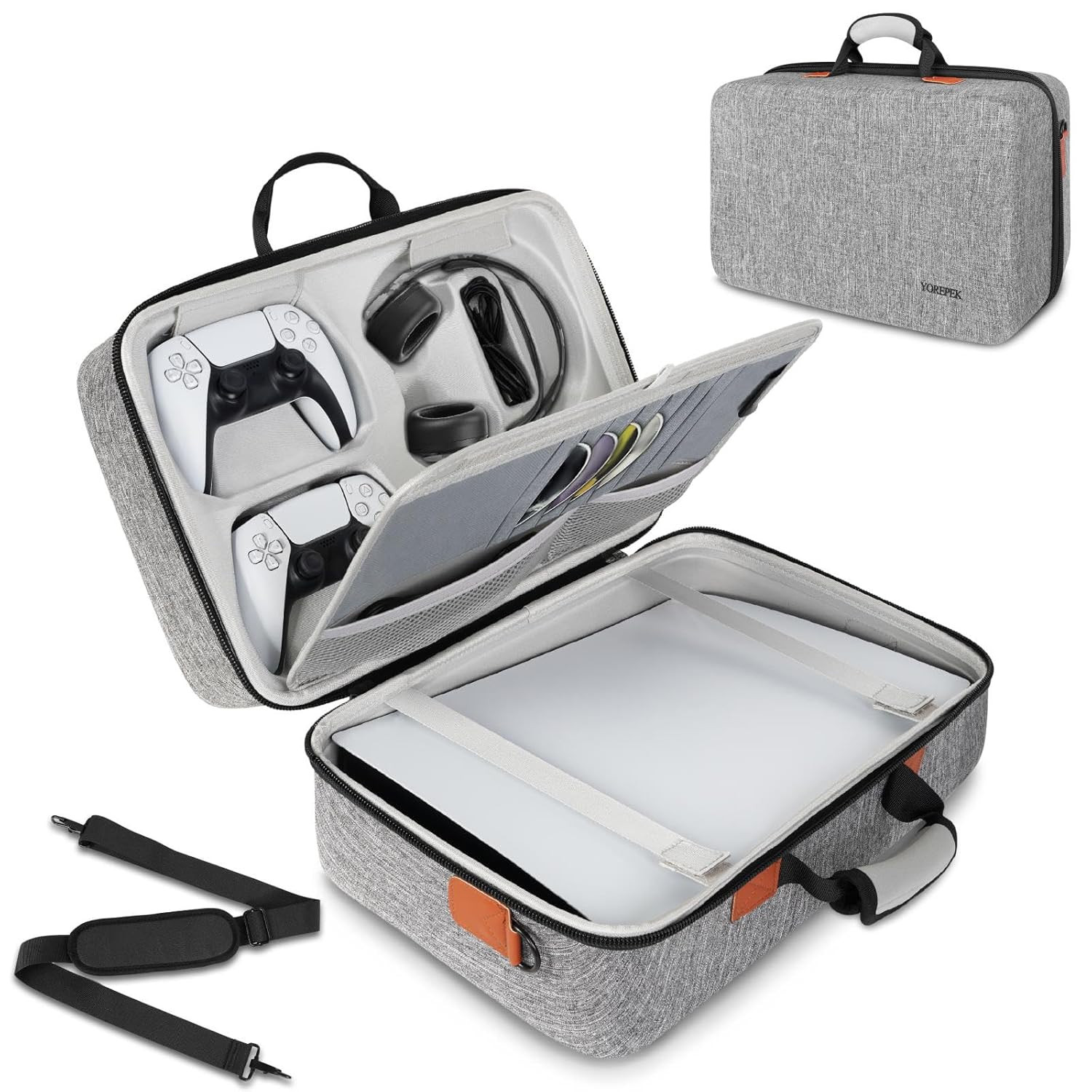 Gaming Console Carrying Case for PS5 PS5 Pro Controllers Games Cables