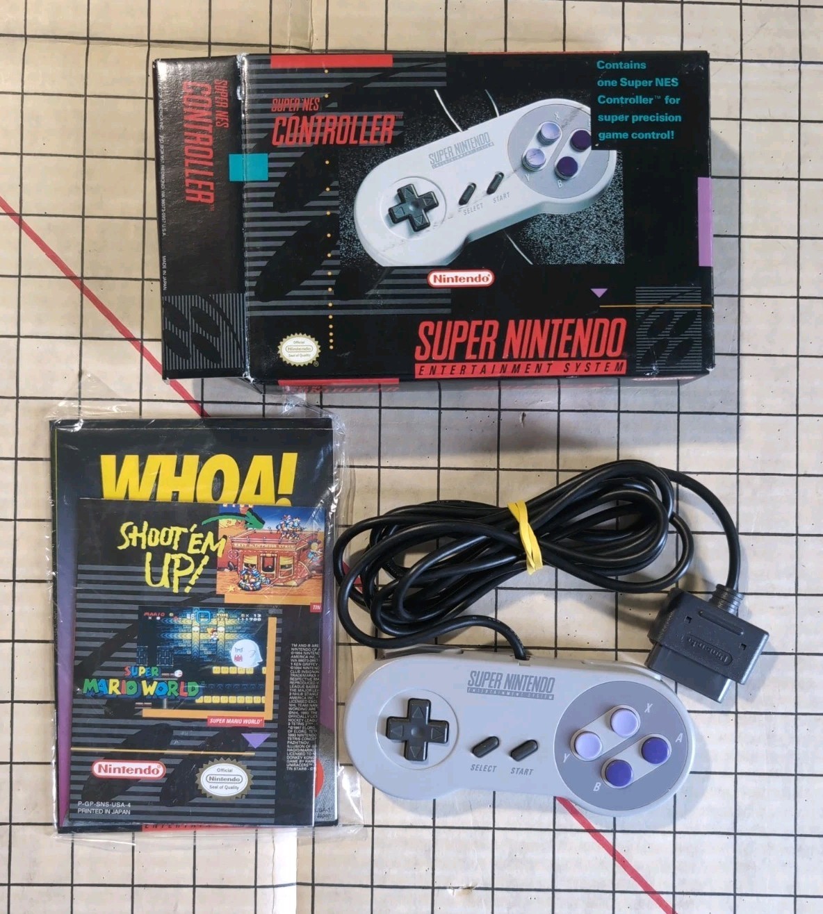 Super Nintendo SNES Controller OEM SNS-005 Box/Manual/Inserts Original 1991