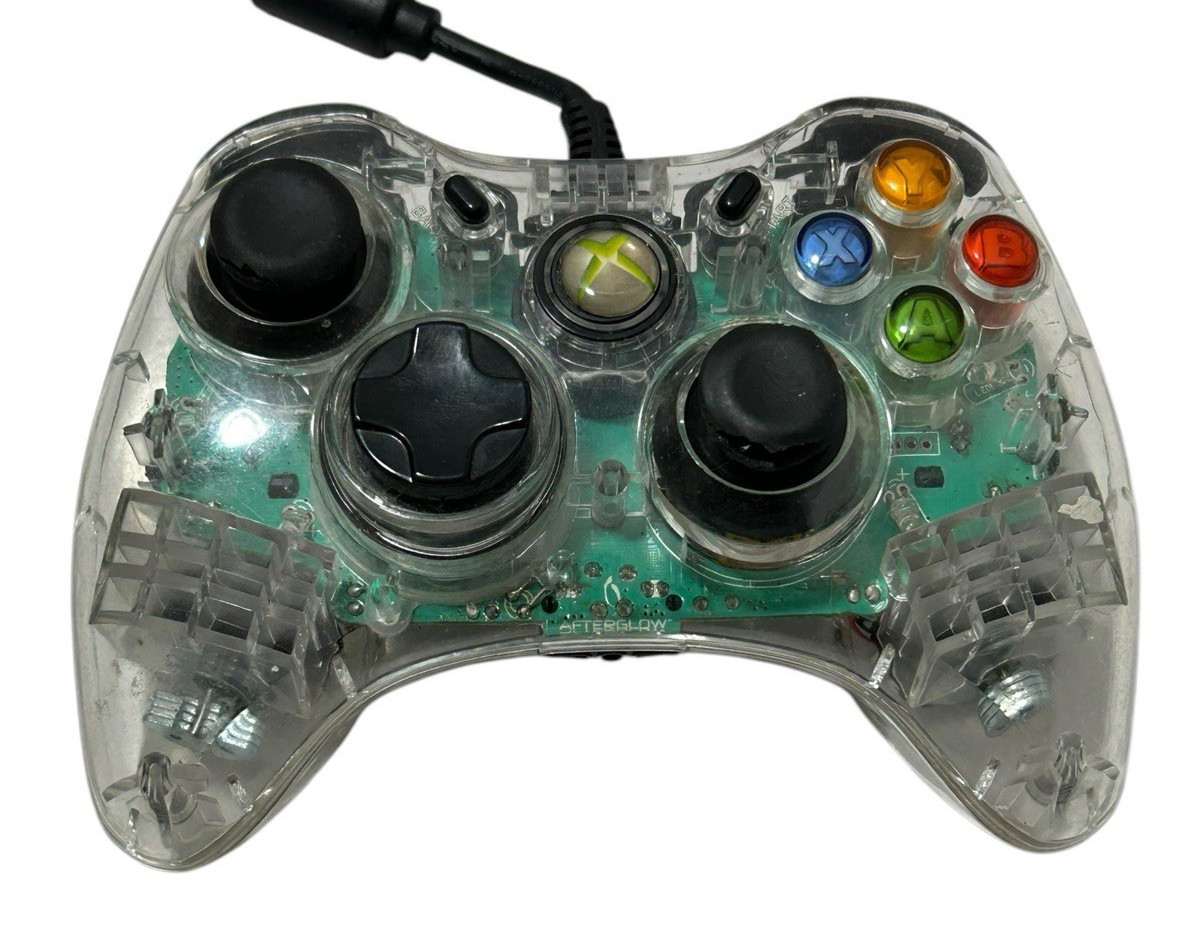Xbox 360 Clear Remote PL-3702 Controller Afterglow Wired Blue LED Tested