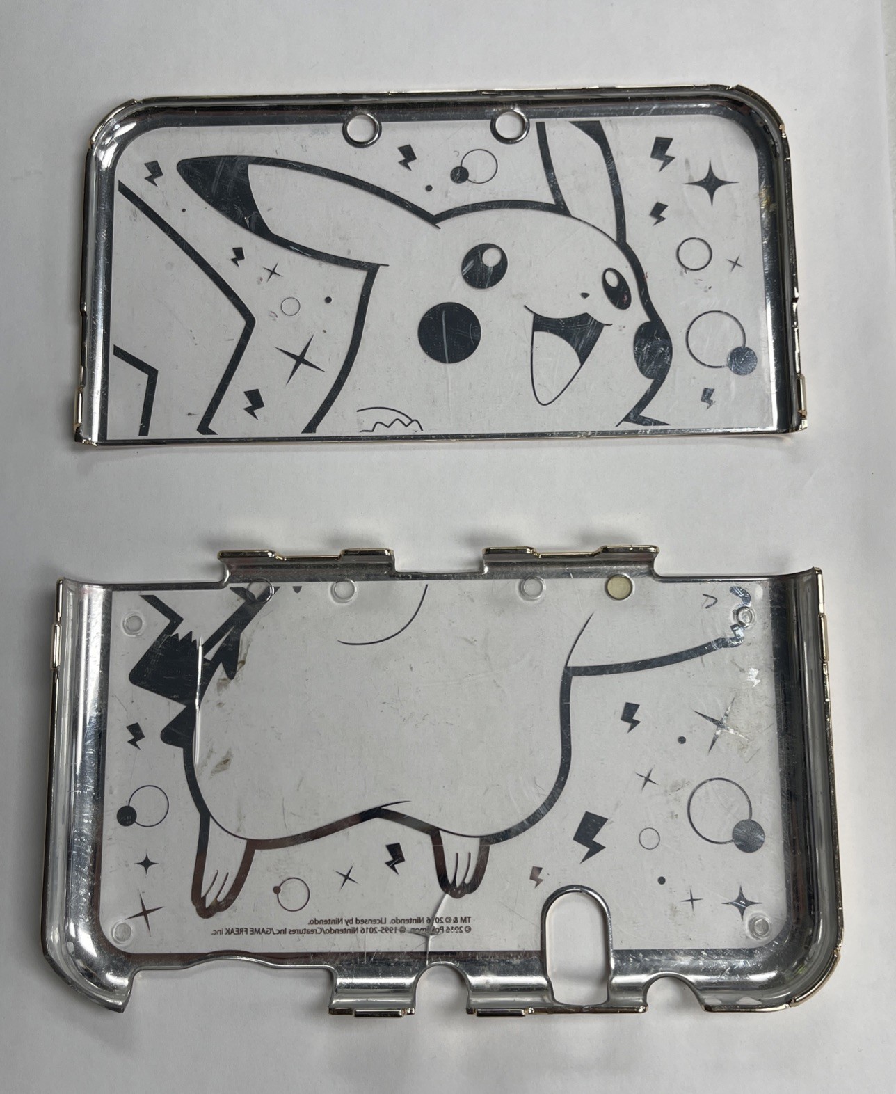 USED Nintendo “New” 3DS XL Pikachu Pokemon Gold & Clear Hard Shell Case OEM Hori
