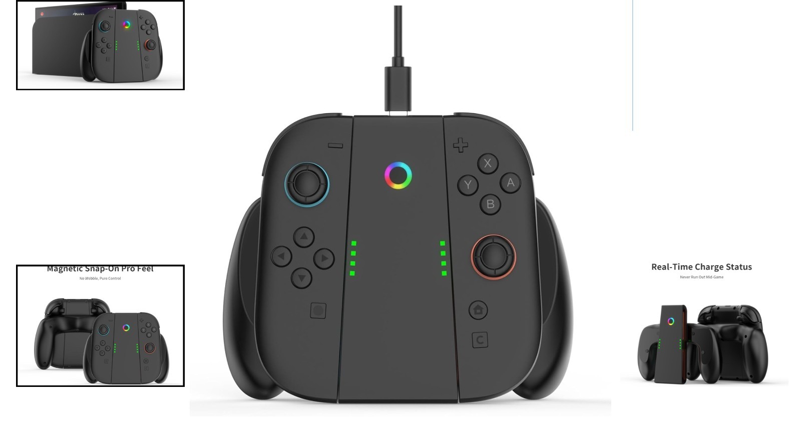 Lightweight Portable Joy-Con Charging Grip for Switch 2 & OLED – Magnetic & Fast