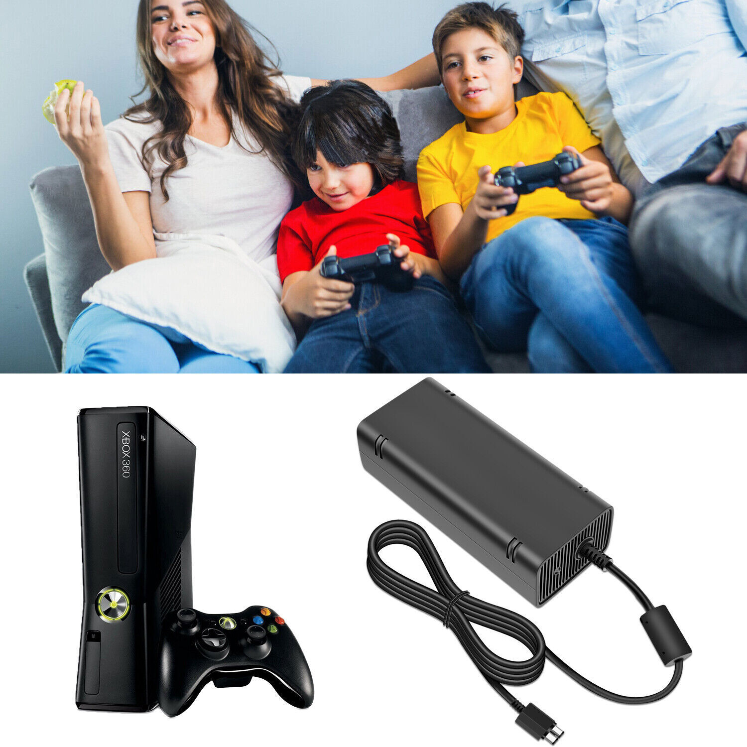 Microsoft Xbox 360 Slim Xbox 360 S Console Power Supply Brick AC Adapter Charger