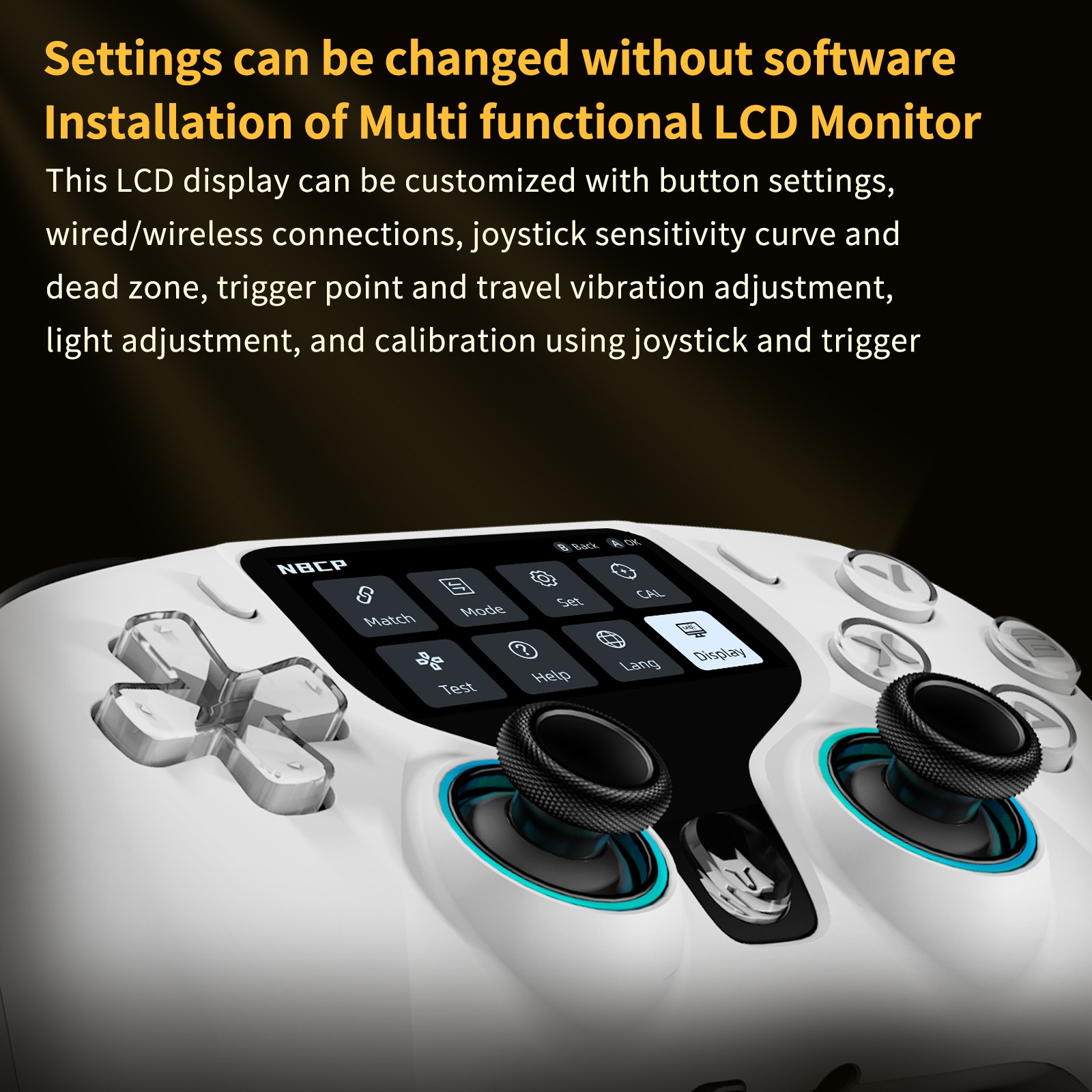 Wireless Gaming Controller with Interactive Screen for PC/P3/Switch/Android