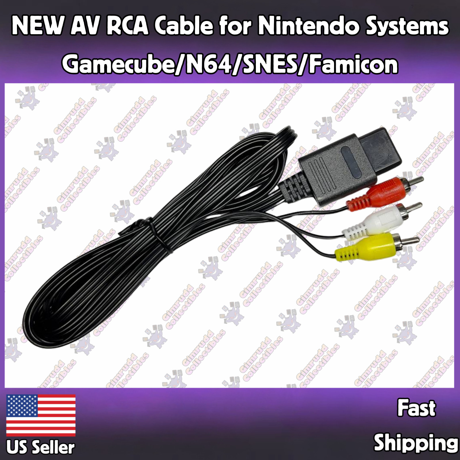 NEW Composite AV Cable for Nintendo Systems Gamecube/N64/SNES/Famicon Game RCA