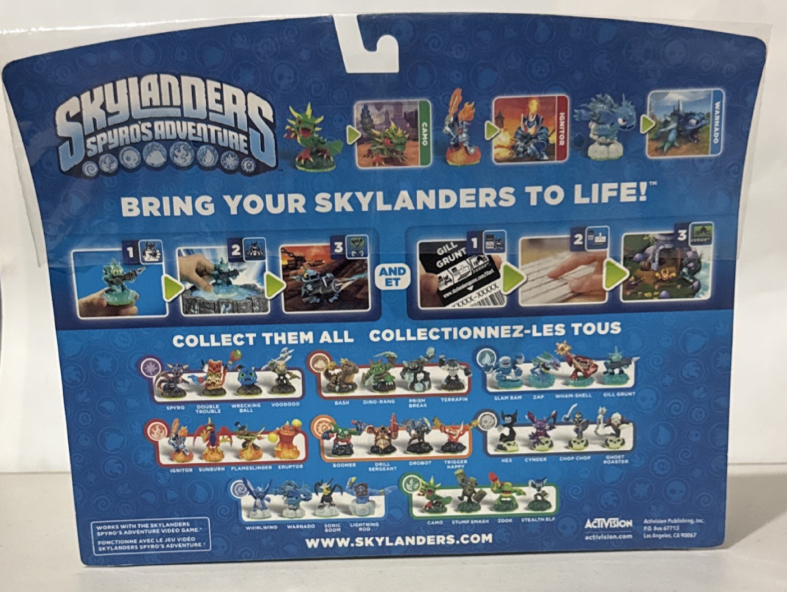 Skylanders Camo, Ignitor, & rare GLITD Warnado Character Figure 3-Pack