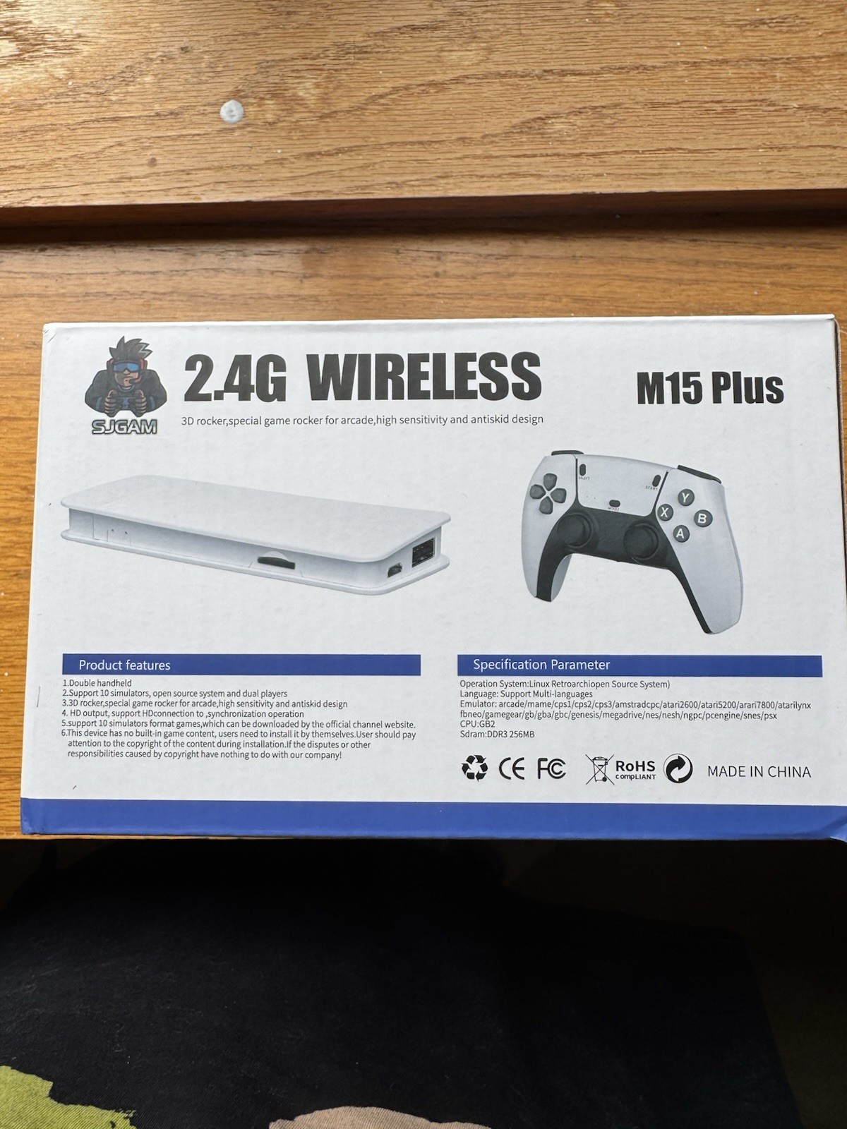 SJGAM M15 Plus 2.4GHz RF Wireless Controller w/ Receiver Dongle White/Black