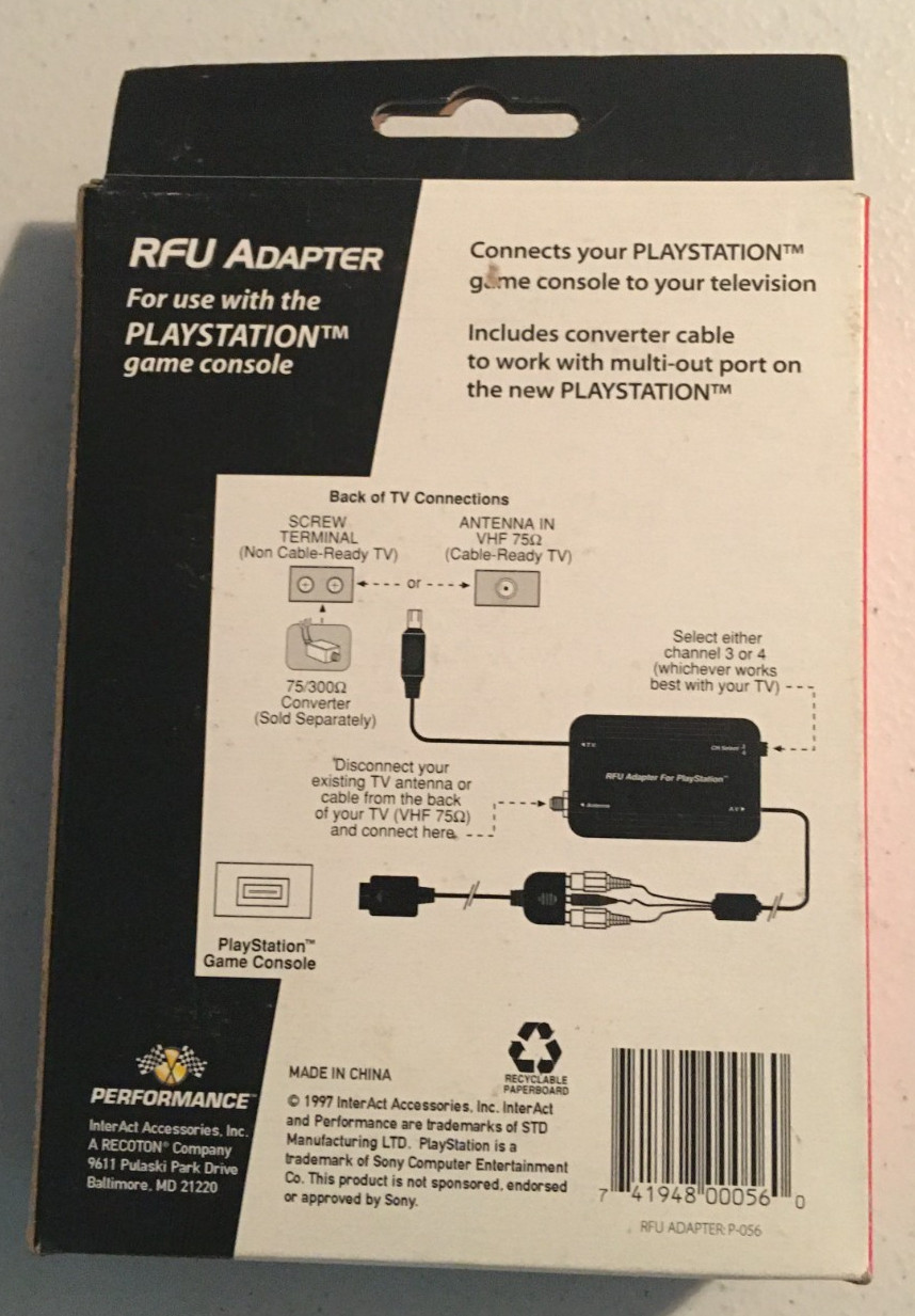 Vintage InterAct Accessories Inc. RFU Adapter for Playstation P-056 NEW IN BOX