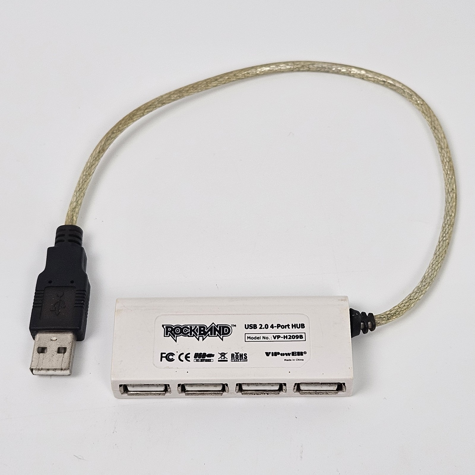 Rock Band USB 2.0 4 Port Hub ViPowER VP-H209B Dongle Xbox 360 Wii PS2 PS3 Tested