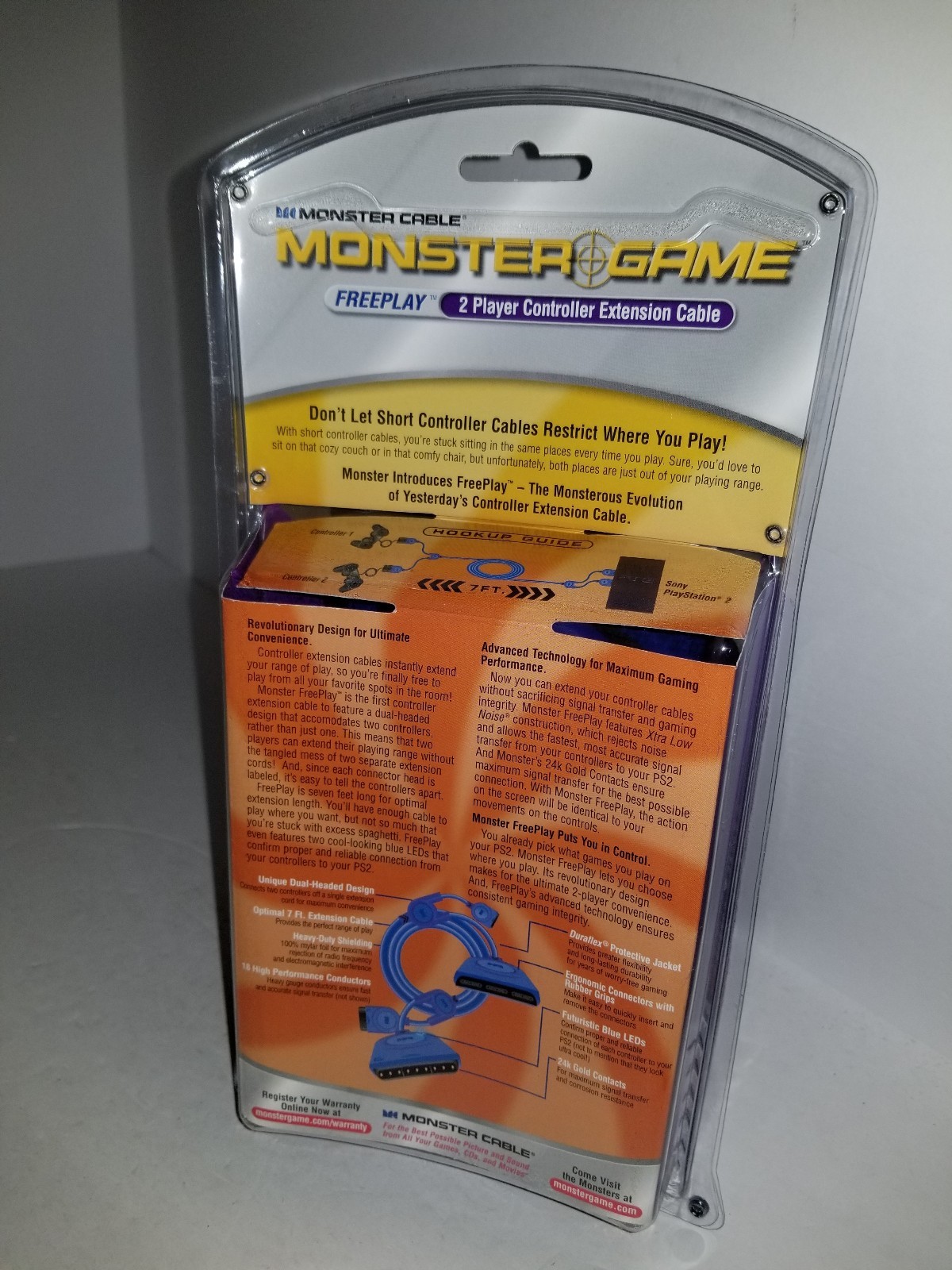 BRAND NEW PS2 Monster Cable Game Sony PlayStation 2 7FT 2 Player Extension Cable