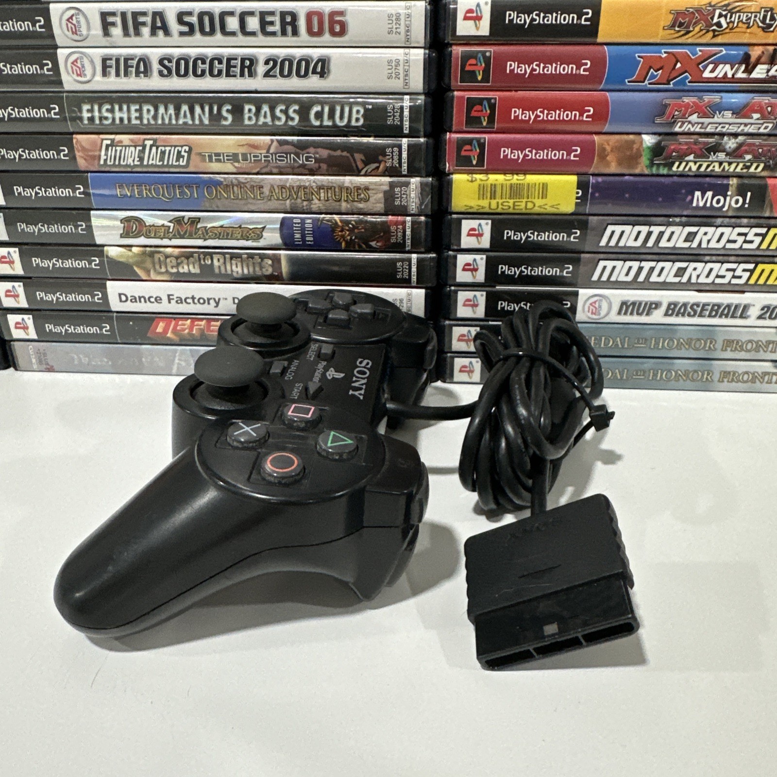 Sony PS2 BLACK Wired Controller OEM DualShock PlayStation 2 AUTHENTIC