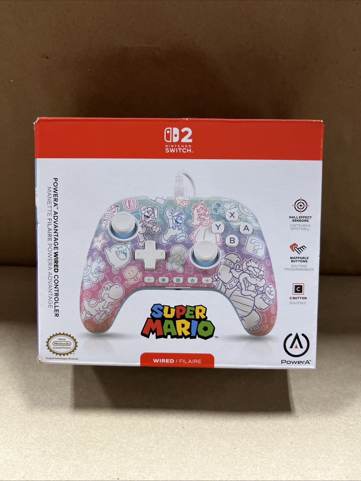 PowerA Advantage Wired Controller for Nintendo Switch 2 Mushroom Kingdom