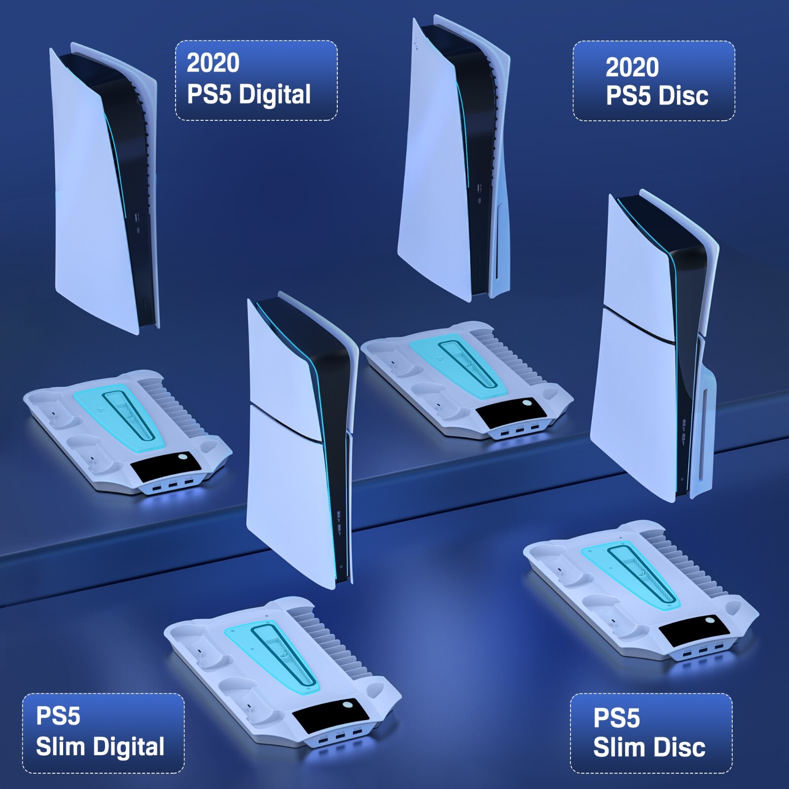 PS5 Slim Cooling Station Accessories Vertical Stand for PS5 Slim Digital/Disc