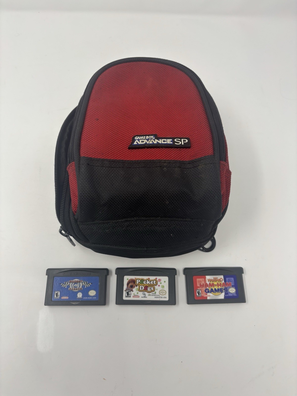Nintendo Game Boy Advance SP GBA SP Travel Carry Mini Case Bag Red Plus 3 Games