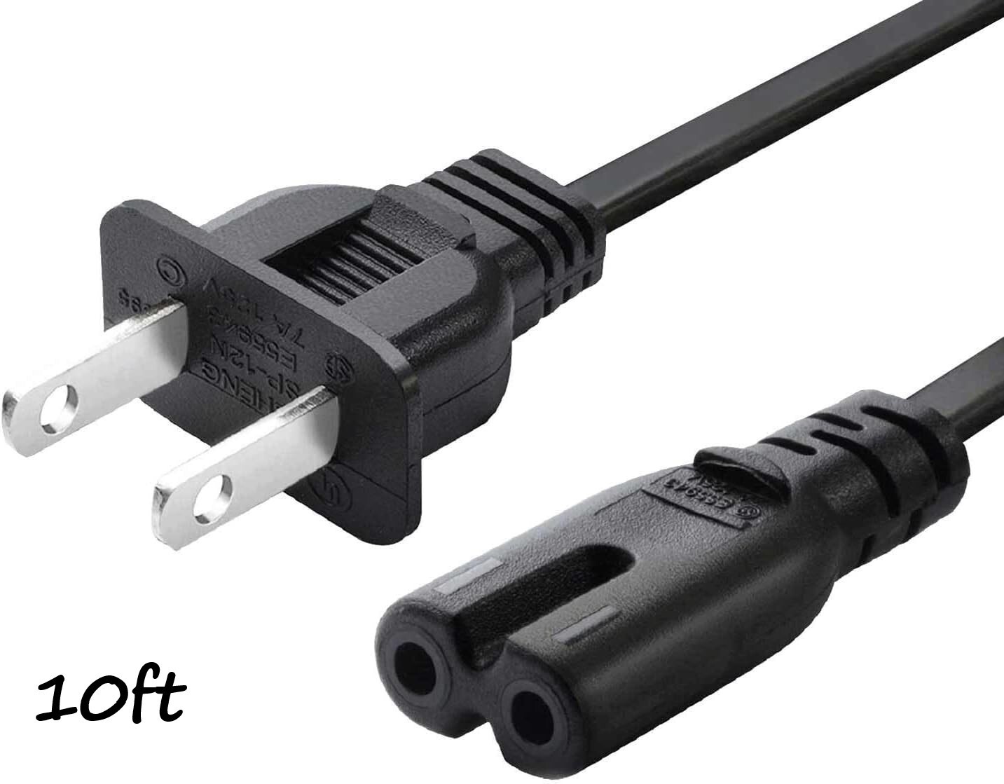 AC Power Cord 2 Prong Cable for PS 5 4 3 2 Slim XBOX PC Laptop PSV Monitor TV